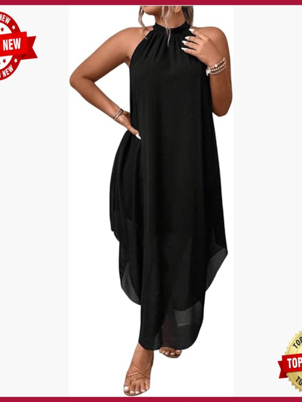 Plus Size Formal Maxi Dress Halter Keyhole Back Boho Wedding Guest
